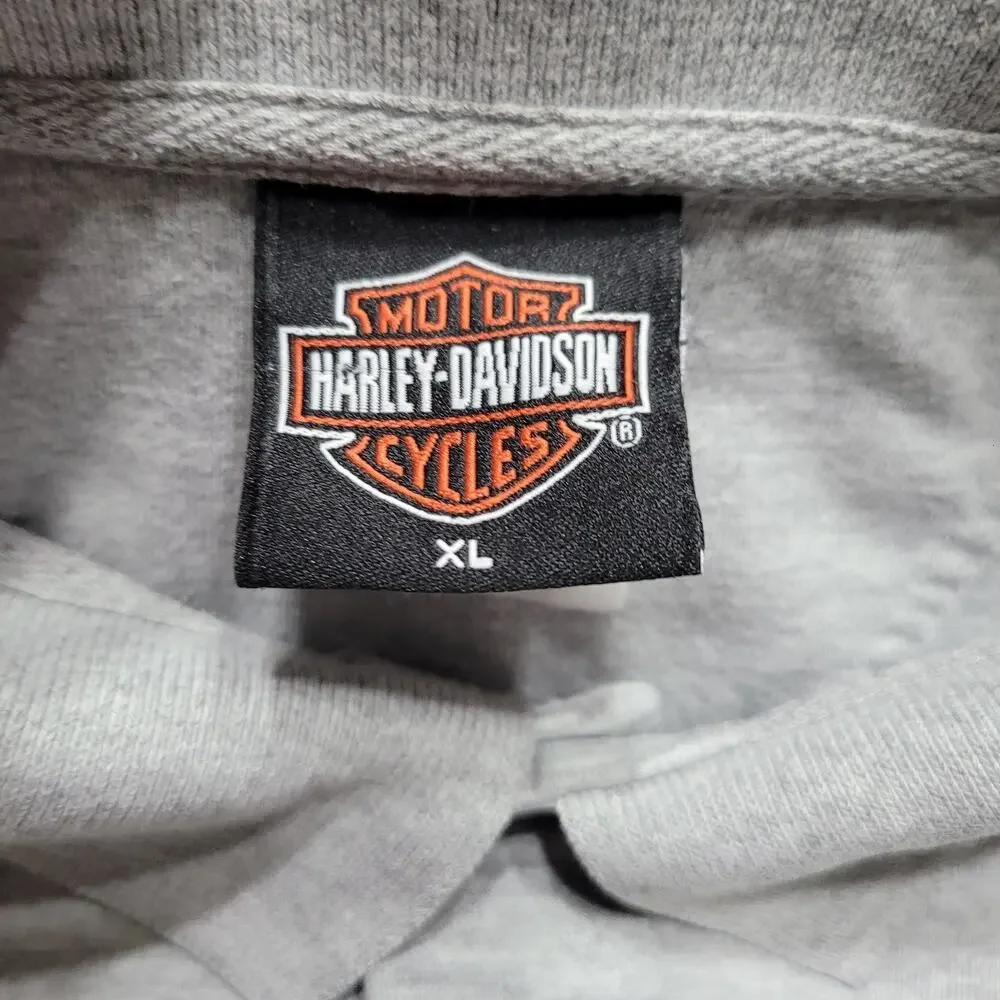 Vintage Y2K Harley Davidson Shirt Men Extra Large Gray Pocket Golf Polo Biggs CA